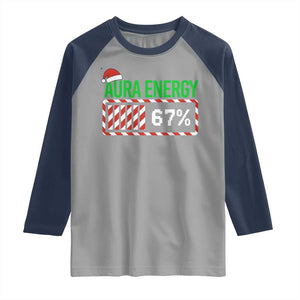 Funny Aura Energy 67 Christmas Raglan Shirt Aura Farming Six Seven Meme Gen Alpha Slang TS11 Sport Gray Navy Print Your Wear