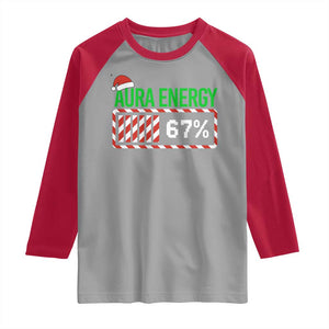 Funny Aura Energy 67 Christmas Raglan Shirt Aura Farming Six Seven Meme Gen Alpha Slang TS11 Sport Gray Red Print Your Wear