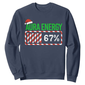 Funny Aura Energy 67 Christmas Sweatshirt Aura Farming Six Seven Meme Gen Alpha Slang TS11 Navy Print Your Wear