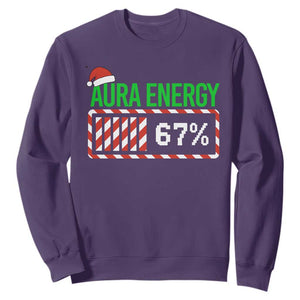 Funny Aura Energy 67 Christmas Sweatshirt Aura Farming Six Seven Meme Gen Alpha Slang TS11 Purple Print Your Wear