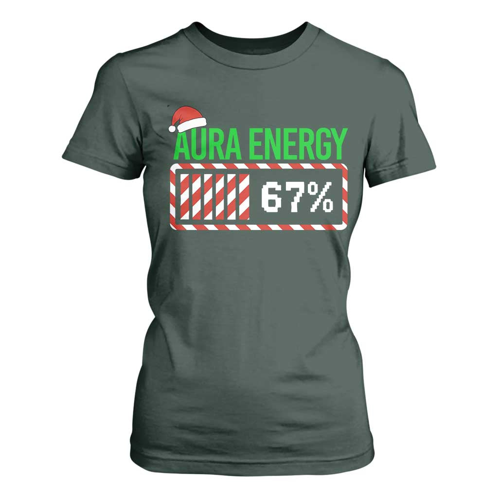 Funny Aura Energy 67 Christmas T Shirt For Women Aura Farming Six Seven Meme Gen Alpha Slang TS11 Dark Forest Green Print Your Wear