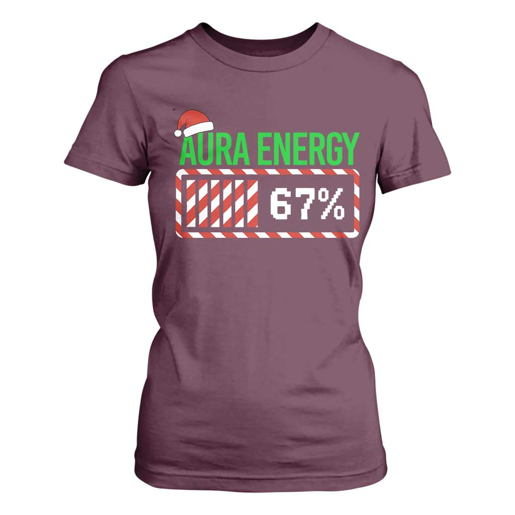 Funny Aura Energy 67 Christmas T Shirt For Women Aura Farming Six Seven Meme Gen Alpha Slang TS11 Maroon Print Your Wear