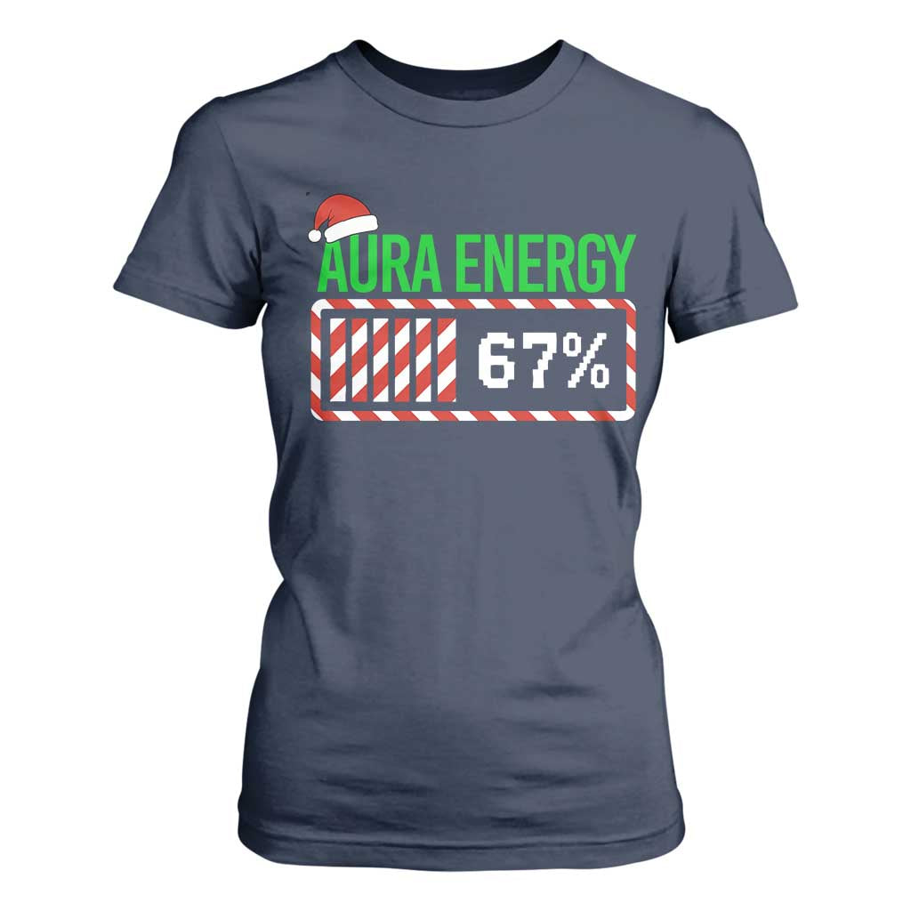 Funny Aura Energy 67 Christmas T Shirt For Women Aura Farming Six Seven Meme Gen Alpha Slang TS11 Navy Print Your Wear