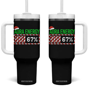 Funny Aura Energy 67 Christmas Tumbler With Handle Aura Farming Six Seven Meme Gen Alpha Slang TS11 One Size: 40 oz Black Print Your Wear