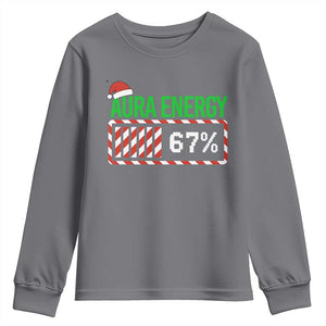 Funny Aura Energy 67 Christmas Youth Sweatshirt Aura Farming Six Seven Meme Gen Alpha Slang TS11 Charcoal Print Your Wear