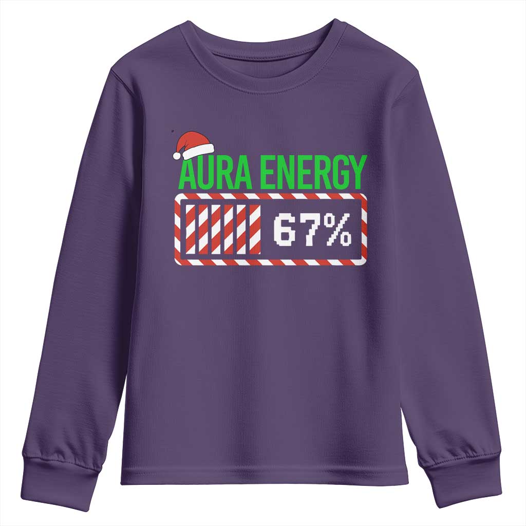 Funny Aura Energy 67 Christmas Youth Sweatshirt Aura Farming Six Seven Meme Gen Alpha Slang TS11 Purple Print Your Wear
