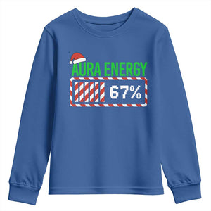 Funny Aura Energy 67 Christmas Youth Sweatshirt Aura Farming Six Seven Meme Gen Alpha Slang TS11 Royal Blue Print Your Wear