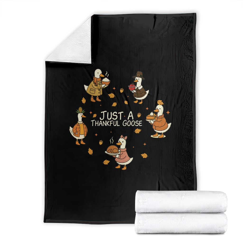 Just A Thankful Goose Throw Blanket Funny Goose Turkey Thanksgiving Fall Season TS11 Black Print Your Wear