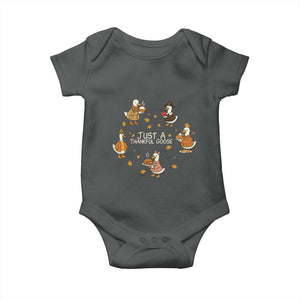 Just A Thankful Goose Baby Onesie Funny Goose Turkey Thanksgiving Fall Season TS11 Dark Heather Print Your Wear
