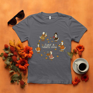 Just A Thankful Goose T Shirt Funny Goose Turkey Thanksgiving Fall Season TS11 Charcoal Print Your Wear