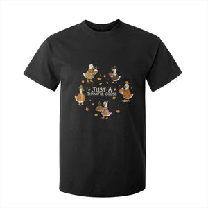 Just A Thankful Goose T Shirt For Kid Funny Goose Turkey Thanksgiving Fall Season TS11 Black Print Your Wear