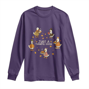 Just A Thankful Goose Long Sleeve Shirt Funny Goose Turkey Thanksgiving Fall Season TS11 Purple Print Your Wear