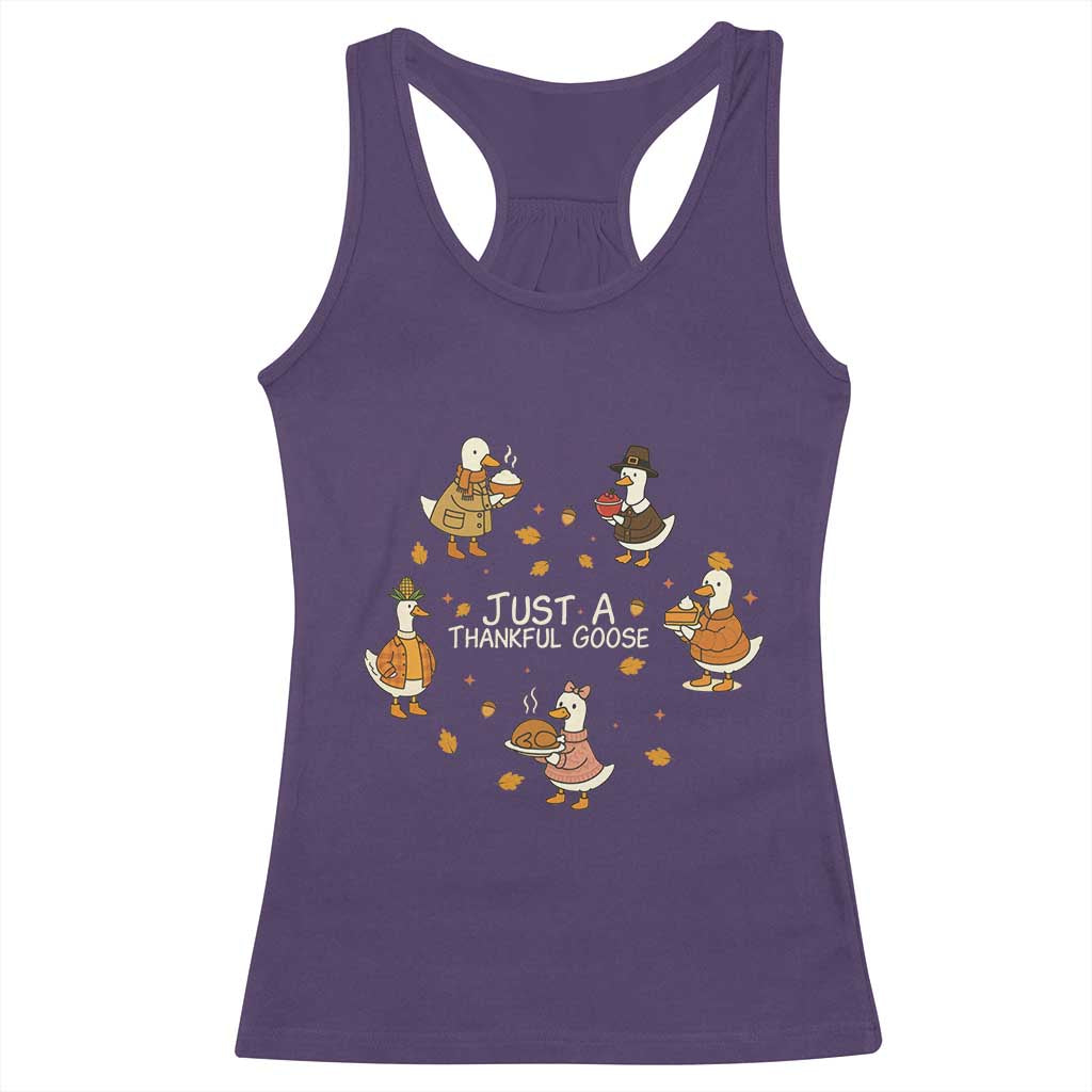 Just A Thankful Goose Racerback Tank Top Funny Goose Turkey Thanksgiving Fall Season TS11 Purple Print Your Wear
