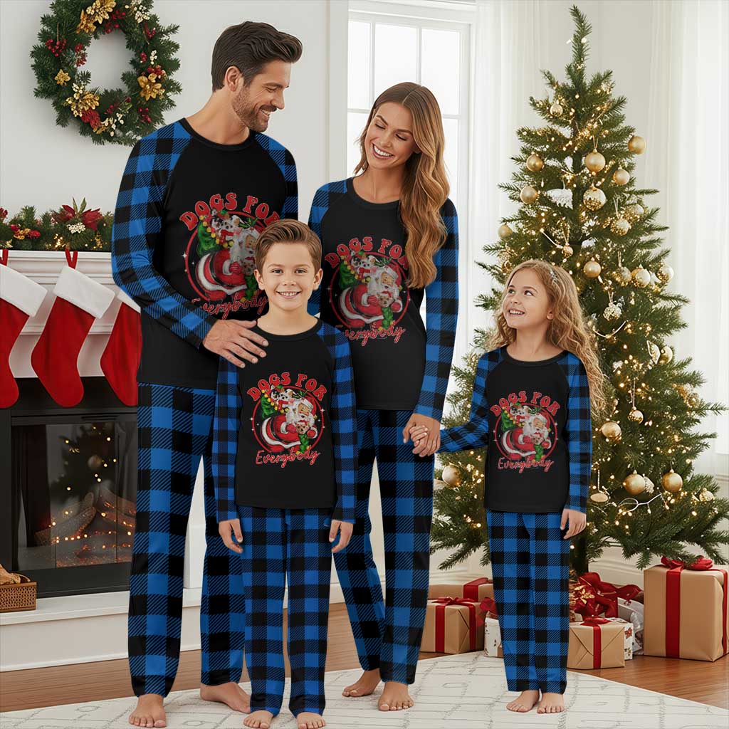 Funny Xmas Dog Owner Plaid Pajama Set Dogs For Everybody Santa Sack Chihuahua TS11 Blue Plaid Print Your Wear