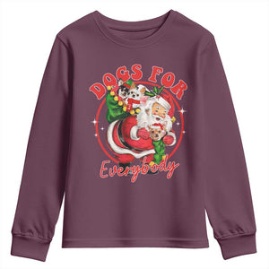 Funny Christmas Dog Owner Youth Sweatshirt Dogs For Everybody Santa Sack Chihuahua TS11 Maroon Print Your Wear