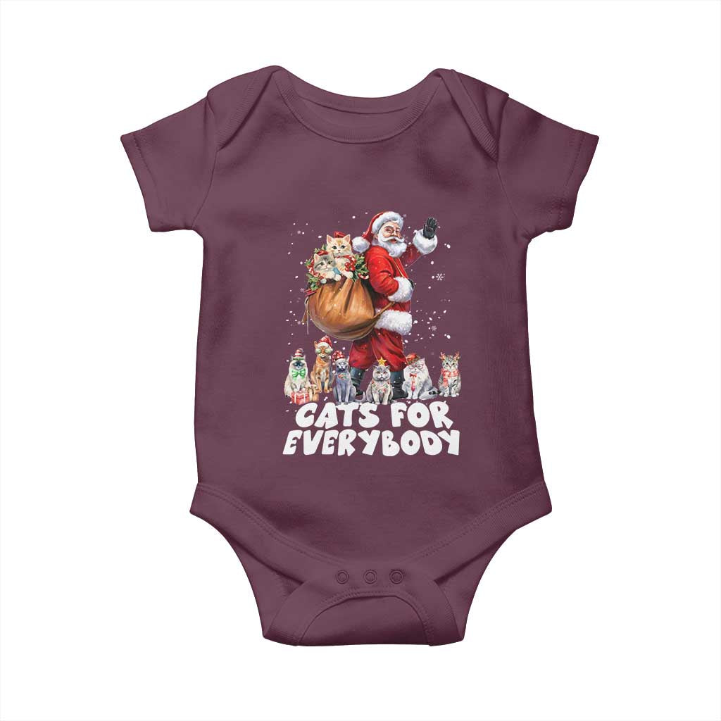 Funny Christmas Cat Baby Onesie Cats For Everybody Xmas Santa Pet TS11 Maroon Print Your Wear