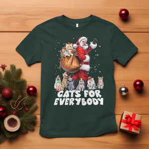 Funny Christmas Cat T Shirt Cats For Everybody Xmas Santa Pet TS11 Dark Forest Green Print Your Wear