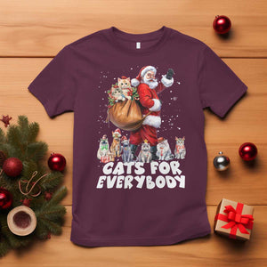 Funny Christmas Cat T Shirt Cats For Everybody Xmas Santa Pet TS11 Maroon Print Your Wear
