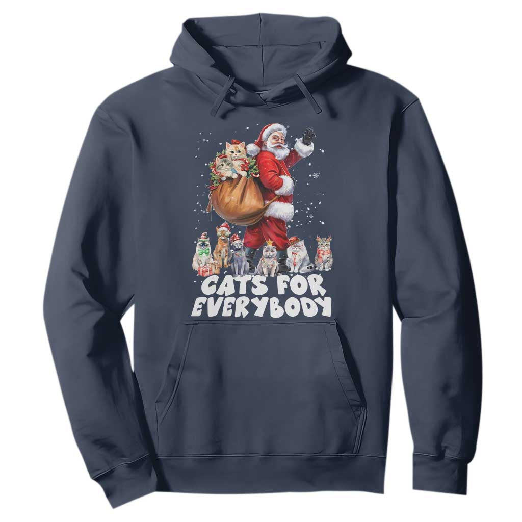 Funny Christmas Cat Hoodie Cats For Everybody Xmas Santa Pet TS11 Navy Print Your Wear