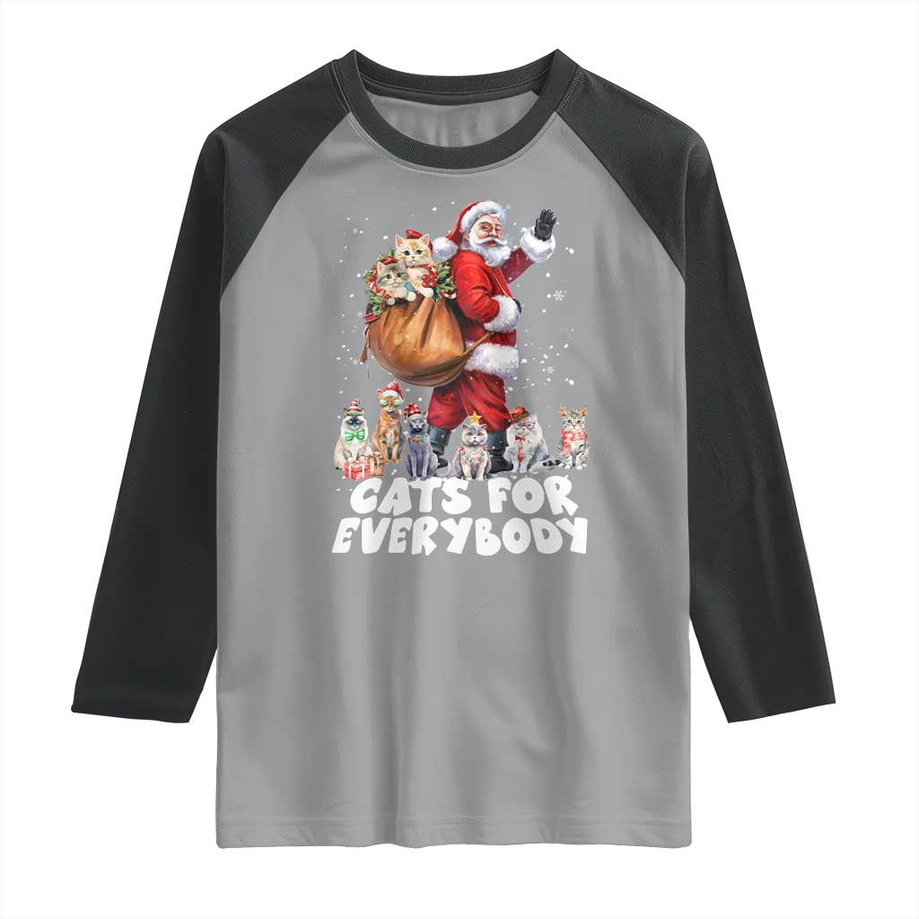 Funny Christmas Cat Raglan Shirt Cats For Everybody Xmas Santa Pet TS11 Sport Gray Black Print Your Wear