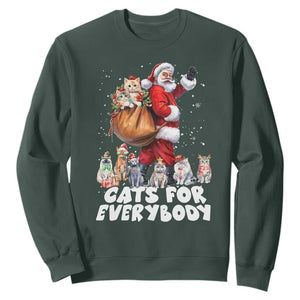 Funny Christmas Cat Sweatshirt Cats For Everybody Xmas Santa Pet TS11 Dark Forest Green Print Your Wear