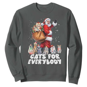Funny Christmas Cat Sweatshirt Cats For Everybody Xmas Santa Pet TS11 Dark Heather Print Your Wear