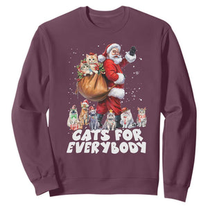 Funny Christmas Cat Sweatshirt Cats For Everybody Xmas Santa Pet TS11 Maroon Print Your Wear