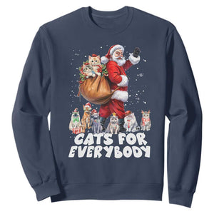 Funny Christmas Cat Sweatshirt Cats For Everybody Xmas Santa Pet TS11 Navy Print Your Wear