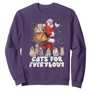 Funny Christmas Cat Sweatshirt Cats For Everybody Xmas Santa Pet TS11 Purple Print Your Wear