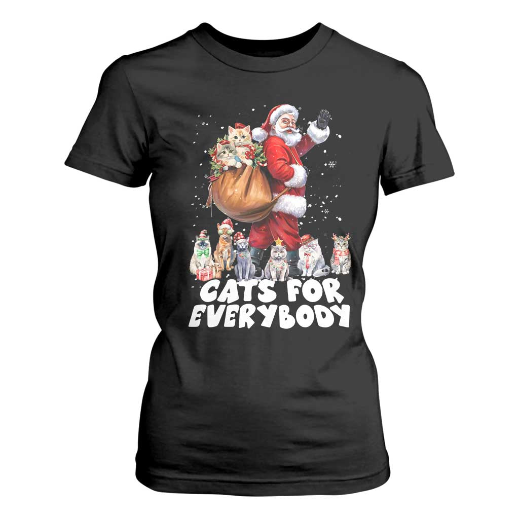 Funny Christmas Cat T Shirt For Women Cats For Everybody Xmas Santa Pet TS11 Black Print Your Wear