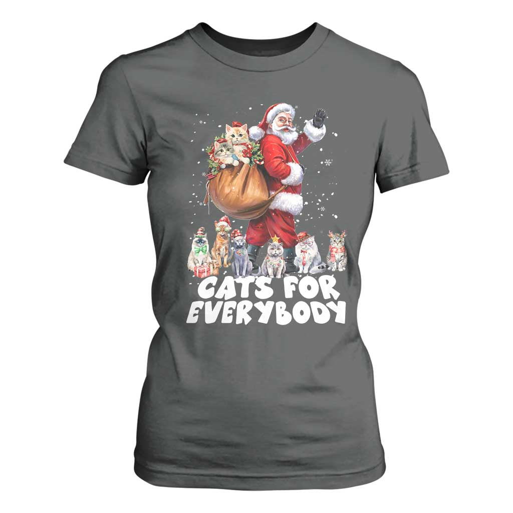 Funny Christmas Cat T Shirt For Women Cats For Everybody Xmas Santa Pet TS11 Dark Heather Print Your Wear