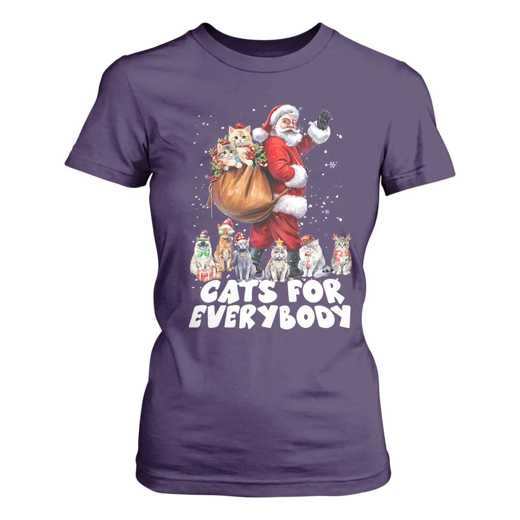 Funny Christmas Cat T Shirt For Women Cats For Everybody Xmas Santa Pet TS11 Purple Print Your Wear