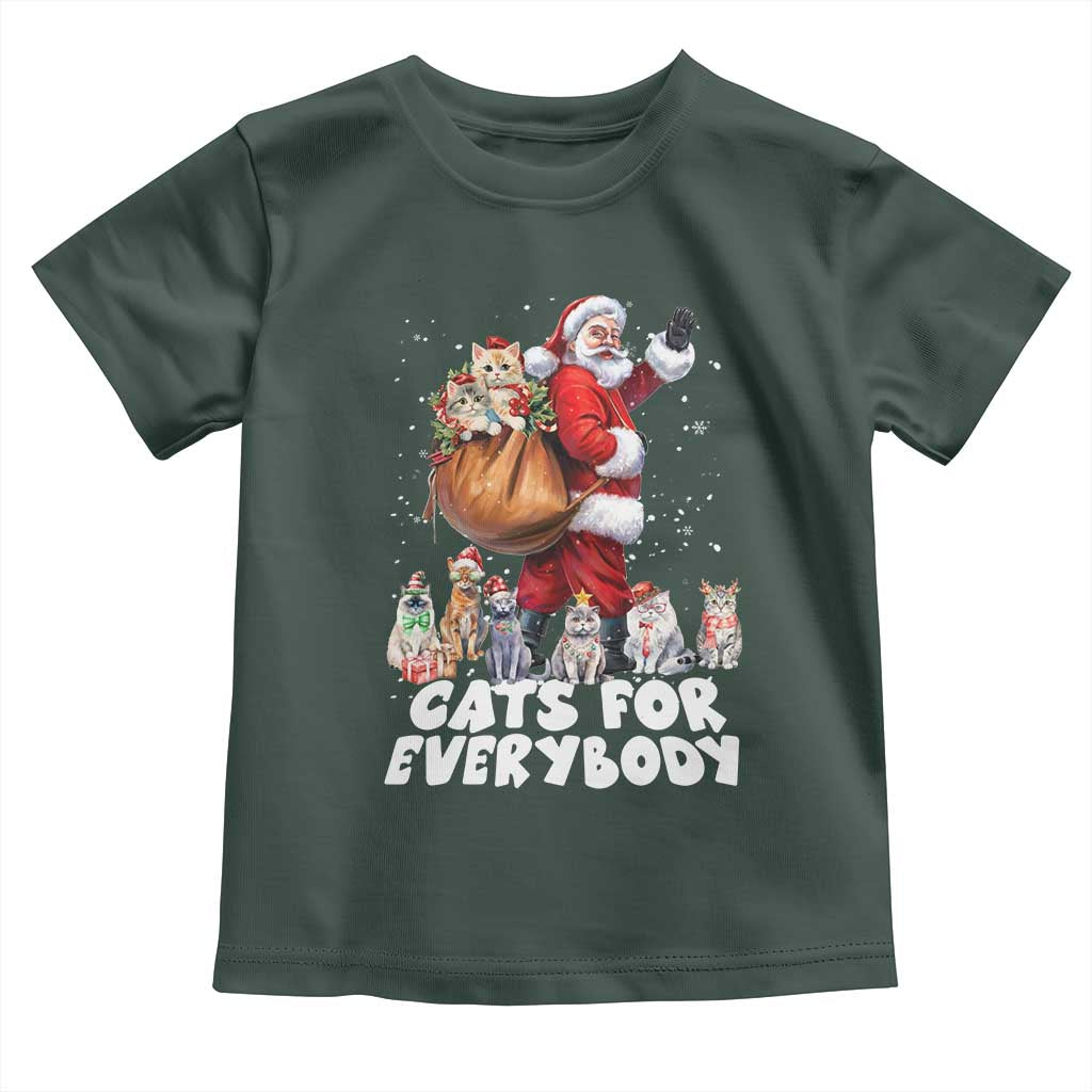 Funny Christmas Cat Toddler T Shirt Cats For Everybody Xmas Santa Pet TS11 Dark Forest Green Print Your Wear