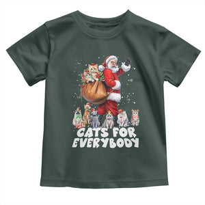 Funny Christmas Cat Toddler T Shirt Cats For Everybody Xmas Santa Pet TS11 Dark Forest Green Print Your Wear