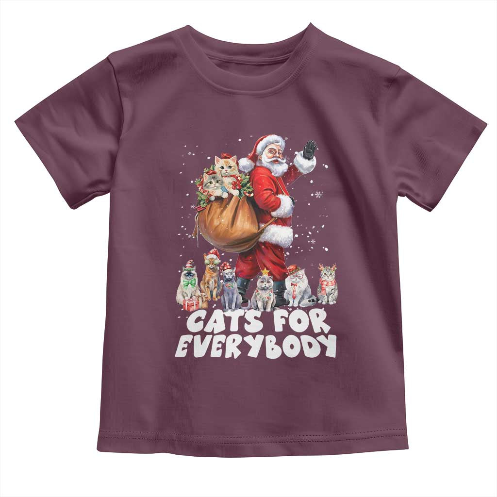 Funny Christmas Cat Toddler T Shirt Cats For Everybody Xmas Santa Pet TS11 Maroon Print Your Wear