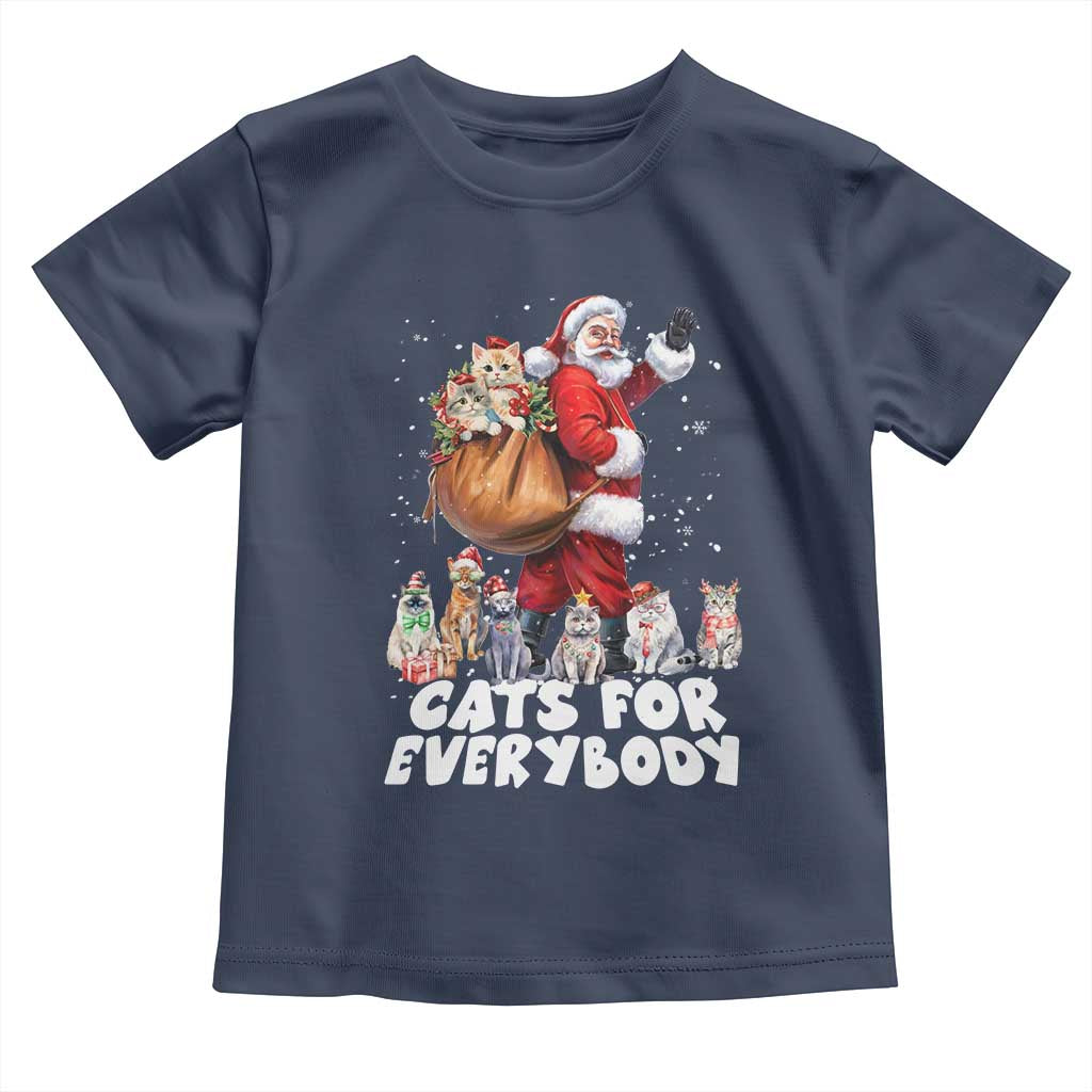 Funny Christmas Cat Toddler T Shirt Cats For Everybody Xmas Santa Pet TS11 Navy Print Your Wear