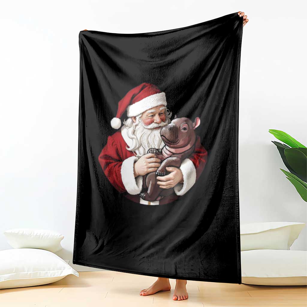 Funny Moo Deng Christmas Throw Blanket Santa Cute Hippo Zoo Meme Baby Pygmy TS11 Print Your Wear