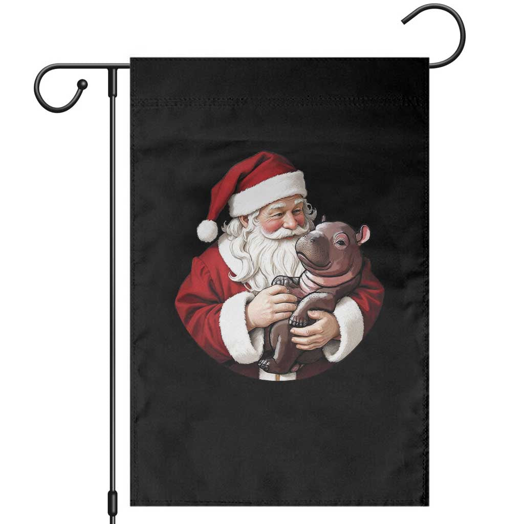 Funny Moo Deng Christmas Garden Flag Santa Cute Hippo Zoo Meme Baby Pygmy TS11 Black Print Your Wear