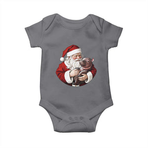 Funny Moo Deng Christmas Baby Onesie Santa Cute Hippo Zoo Meme Baby Pygmy TS11 Charcoal Print Your Wear