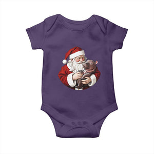 Funny Moo Deng Christmas Baby Onesie Santa Cute Hippo Zoo Meme Baby Pygmy TS11 Purple Print Your Wear