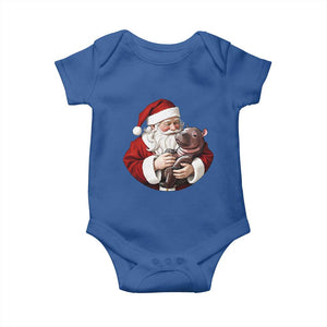 Funny Moo Deng Christmas Baby Onesie Santa Cute Hippo Zoo Meme Baby Pygmy TS11 Royal Blue Print Your Wear