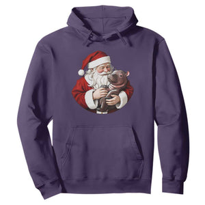 Funny Moo Deng Christmas Hoodie Santa Cute Hippo Zoo Meme Baby Pygmy TS11 Purple Print Your Wear