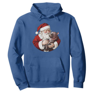 Funny Moo Deng Christmas Hoodie Santa Cute Hippo Zoo Meme Baby Pygmy TS11 Royal Blue Print Your Wear