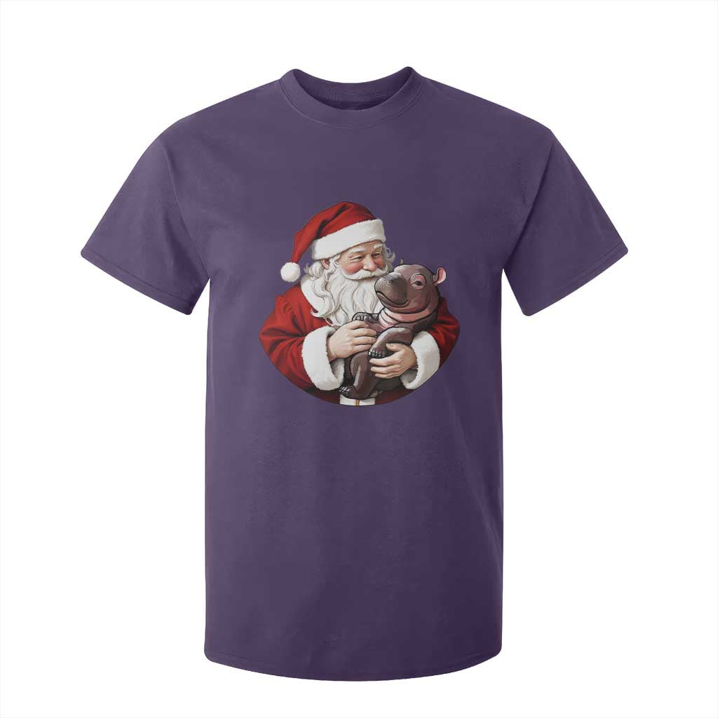 Funny Moo Deng Christmas T Shirt For Kid Santa Cute Hippo Zoo Meme Baby Pygmy TS11 Purple Print Your Wear