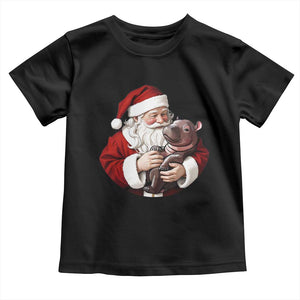 Funny Moo Deng Christmas Toddler T Shirt Santa Cute Hippo Zoo Meme Baby Pygmy TS11 Black Print Your Wear