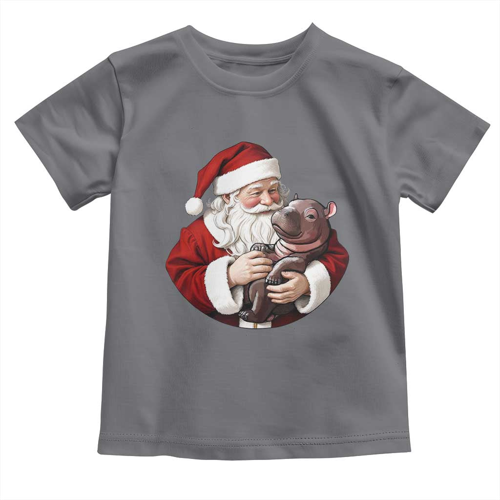 Funny Moo Deng Christmas Toddler T Shirt Santa Cute Hippo Zoo Meme Baby Pygmy TS11 Charcoal Print Your Wear