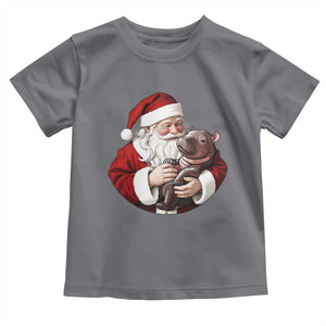 Funny Moo Deng Christmas Toddler T Shirt Santa Cute Hippo Zoo Meme Baby Pygmy TS11 Charcoal Print Your Wear