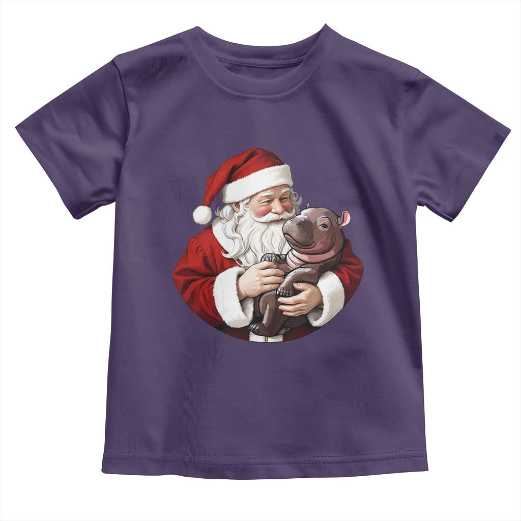 Funny Moo Deng Christmas Toddler T Shirt Santa Cute Hippo Zoo Meme Baby Pygmy TS11 Purple Print Your Wear