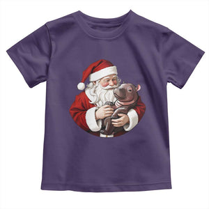 Funny Moo Deng Christmas Toddler T Shirt Santa Cute Hippo Zoo Meme Baby Pygmy TS11 Purple Print Your Wear