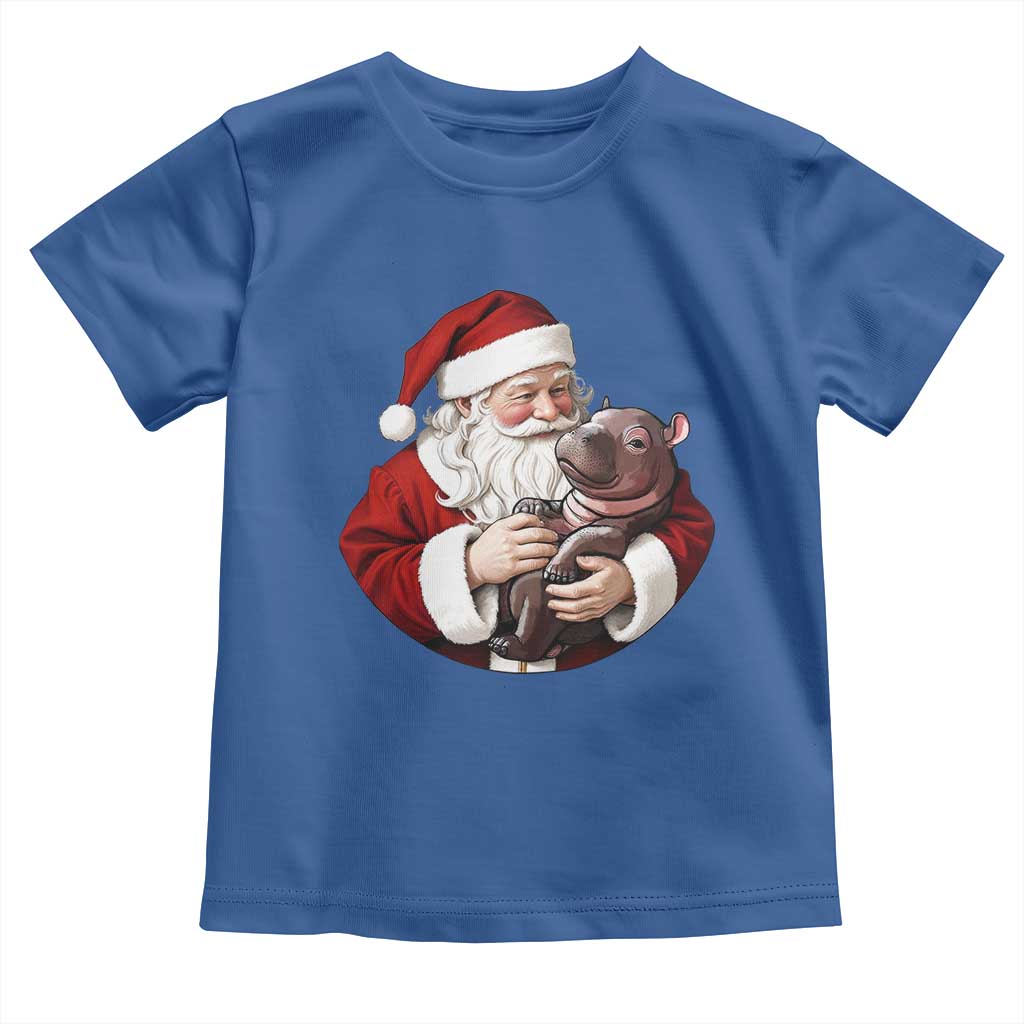 Funny Moo Deng Christmas Toddler T Shirt Santa Cute Hippo Zoo Meme Baby Pygmy TS11 Royal Blue Print Your Wear